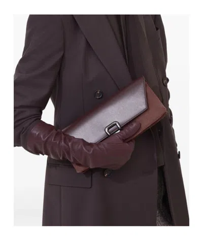 Brunello Cucinelli Tailored Clutch With Suede And Metal In Burgundy