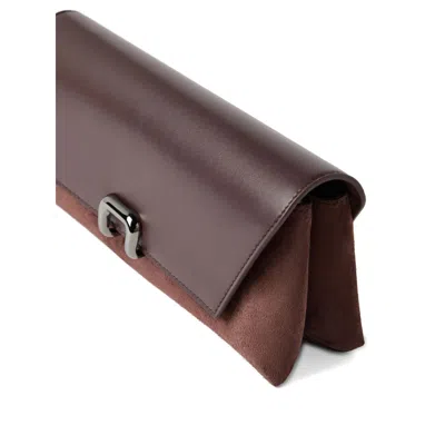 Brunello Cucinelli Tailored Clutch With Suede And Metal In Burgundy