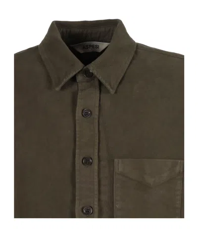 Aspesi Tailored Button-up Shirt With Pointed Collar In Green