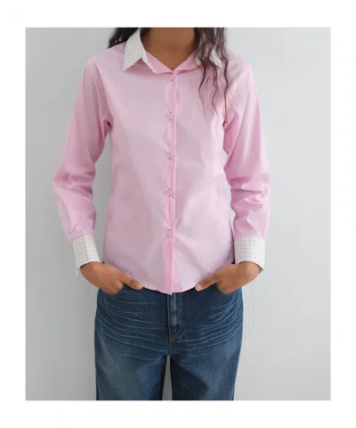 Gimaguas Gingham-trimmed Cotton Shirt In Pink