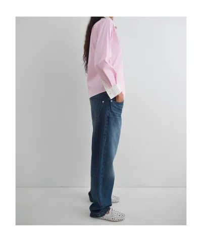 Gimaguas Gingham-trimmed Cotton Shirt In Pink