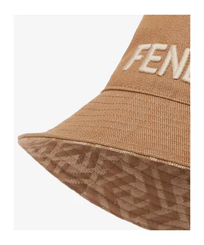 Fendi Ff-pattern Reversible Bucket Hat In Brown