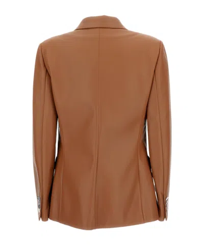 Ralph Lauren Camden Leather Double-breasted Jacket In Orange