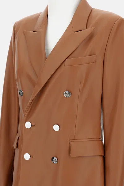 Ralph Lauren Camden Leather Double-breasted Jacket In Orange