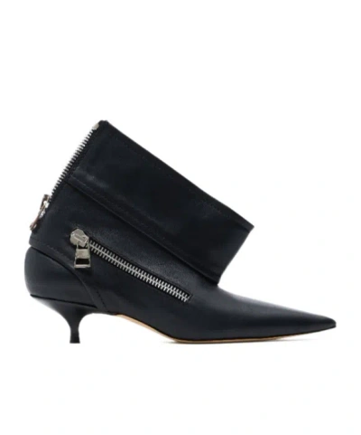 Jw Anderson J. W. Anderson Black Leather Biker Kitten Heel Ankle Boot In Black