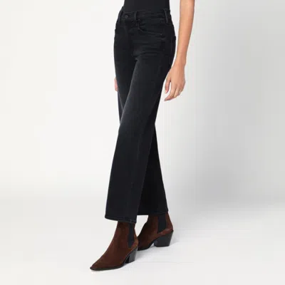 Mother The Mid Rise Rambler Zip Flood Jeans Spiked Hair Art Flair In Black