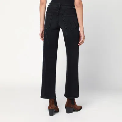 Mother The Mid Rise Rambler Zip Flood Jeans Spiked Hair Art Flair In Black