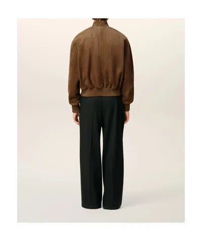 Ami Alexandre Mattiussi Goat Suede Jacket In Brown