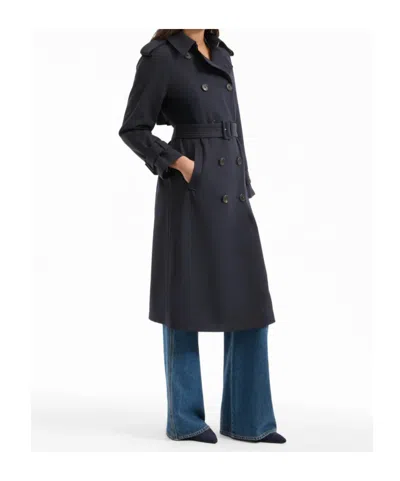 Veronica Beard Conneley Dickey Double-breasted Belted Trench Coat In Black