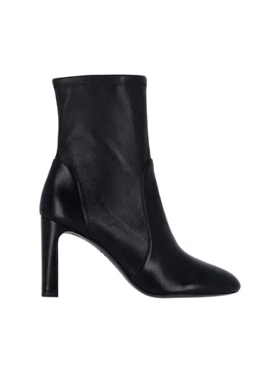 Stuart Weitzman Babette Leather Booties In Black