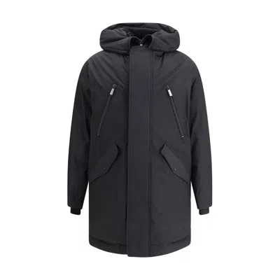 Dsquared2 Quilted Multipocket Parka With Hood In Black