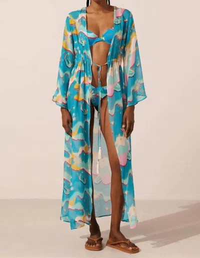 Paolita Astroelevator Silk Marisa Kimono In Blue In Blue