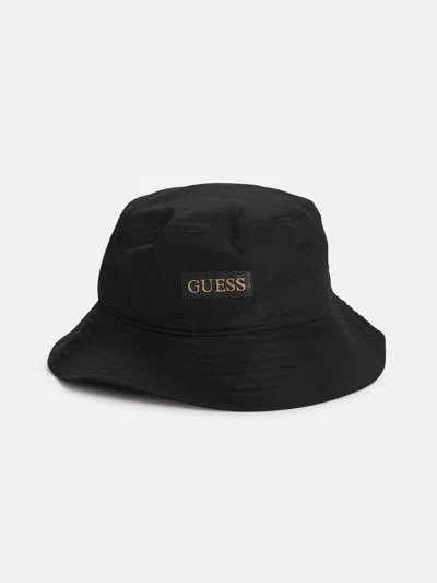 Guess Factory Canvas Bucket Hat In Black