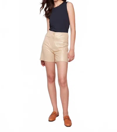 Charlie B Foil Linen Shorts With Patch Pockets In Gold In Gold