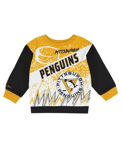 Mitchell & Ness Toddler 2-piece Pittsburgh Penguins Oversized Block Buster Fleece Sweatshirt And Pants Set In Black