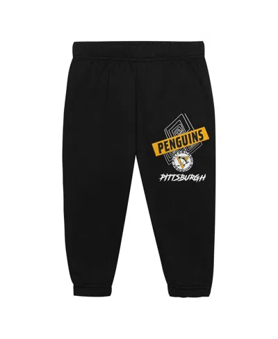 Mitchell & Ness Toddler 2-piece Pittsburgh Penguins Oversized Block Buster Fleece Sweatshirt And Pants Set In Black