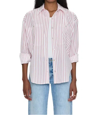 Pistola Samantha Oversized Stripe Button Up Shirt In Ruby Stripe In Pink