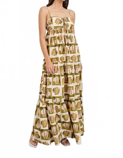 Rails Mica Print Cotton Blend Tiered Maxi Sundress In Green