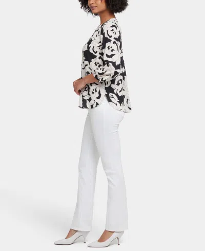 Nydj Women's Pintuck Split Round Neck Top In Black