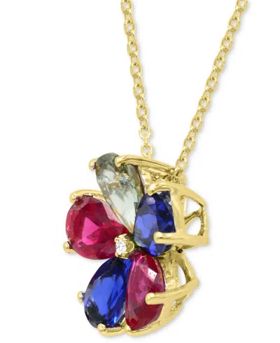 Macy's Amethyst (3-1/4 Ct. T.w.) & Diamond Accent Flower 18" Pendant Necklace In Sterling Silver (also Avai In Gold