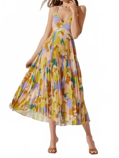 Astr Blythe Midi Dress In Lime Rust Floral In Multi