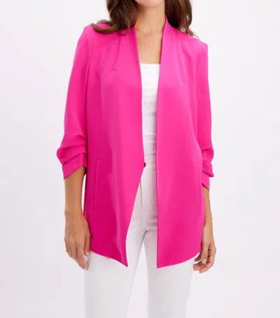 Frank Lyman Shawl Collar Hip-length Blazer In Hot Pink In Pink