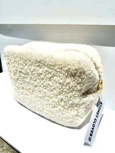 Stoney Clover Lane Cozy Large Sherpa Pouch In Marshmallow In White