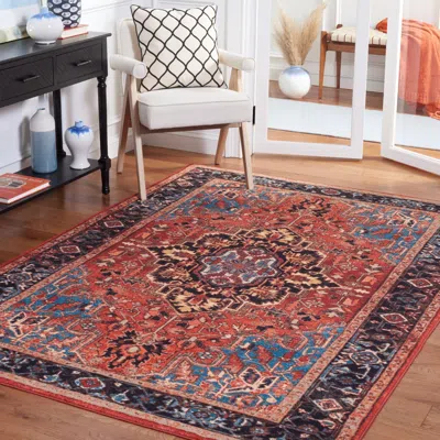 Safavieh Riviera Non-slip Machine Washable Area Rug, Red / Blue Traditional Style Easy Care In Multi