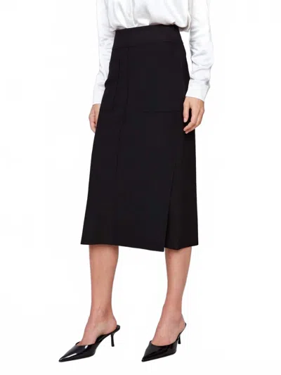 Charlie B Knee-length Skirt With Side Slits And Pockets In Black In Black