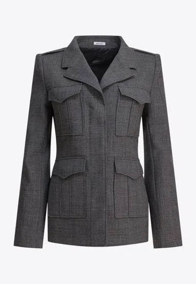 Alexander Mcqueen Fitted Silhouette With Epaulettes And Flap Pockets In Gray