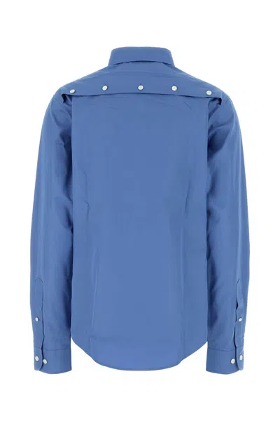 Miu Miu Button-detailed Cotton-poplin Shirt In Blue