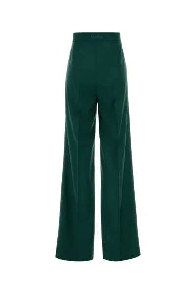 Max Mara 'fernet' Trousers In Lightweight Pure Wool Canvas In Green