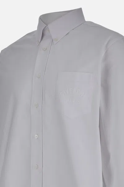 Givenchy Grey Button-down Shirt With 4g Embroidery In Cotton Man In Multicolor