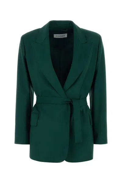 Max Mara Talento Wool Canvas Wrap Blazer In Green