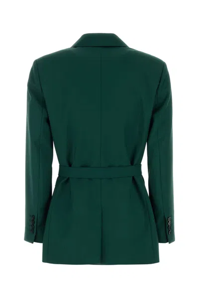 Max Mara Talento Wool Canvas Wrap Blazer In Green