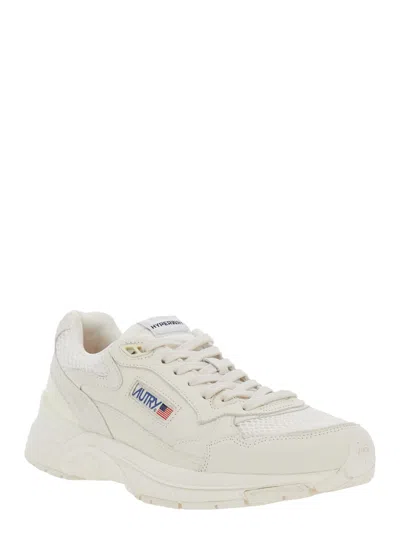 Autry Hyperway Sneakers In Whisper White Laminated Leather And Mesh In White
