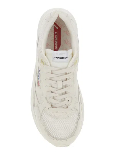 Autry Hyperway Sneakers In Whisper White Laminated Leather And Mesh In White