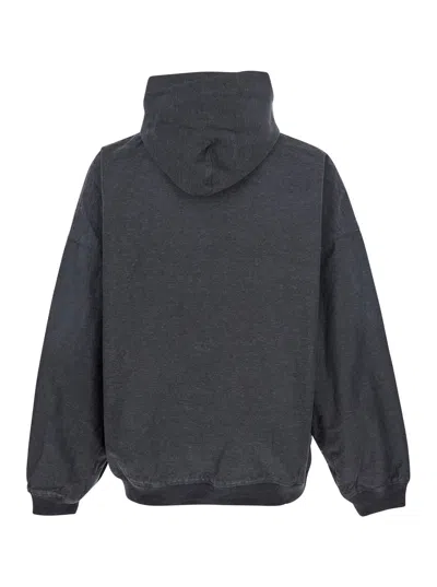 Balenciaga Men Grey Sweatshirt With Fixed Hood And Logo Detail On The Front In Cotton Man In Gray