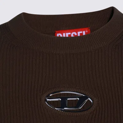 Diesel Brown Viscose Knitwear In Brown