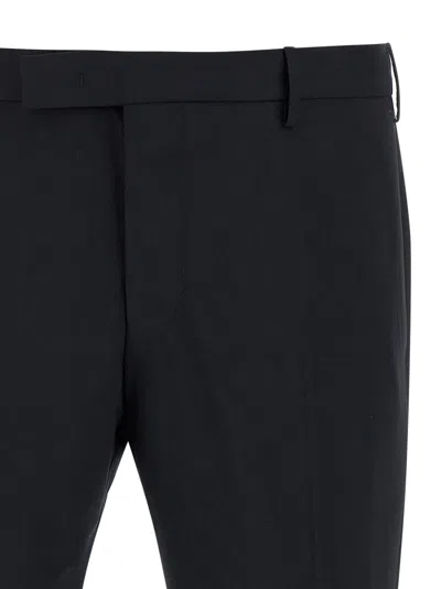 Pt Torino Green Slim Trousers In Wool Blend In Black