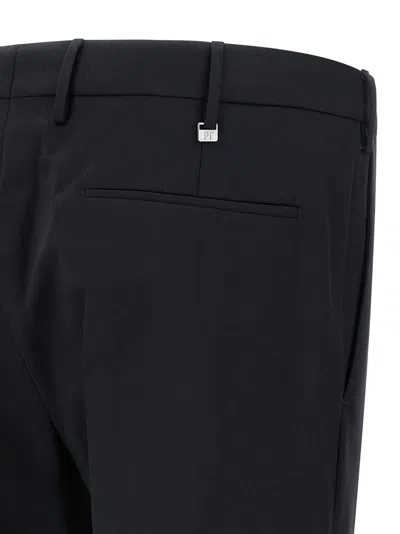 Pt Torino Green Slim Trousers In Wool Blend In Black