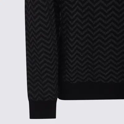 Giorgio Armani Embroidered Stretch Wool Blend Sweater In Black