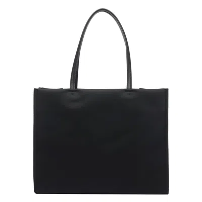 Tory Burch Spacious Black Tote With Embossed Logo And Sturdy Handles In Black
