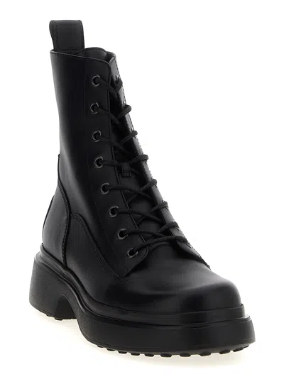 Tod's Platform Combat Boots With Lace-up Design In Black