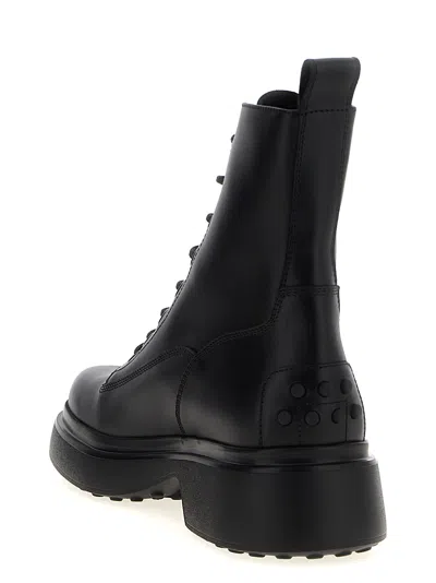 Tod's Platform Combat Boots With Lace-up Design In Black
