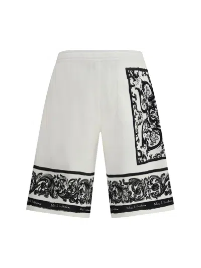 Dolce & Gabbana Majolica-print Double Piqué Bermuda Shorts In Neutral