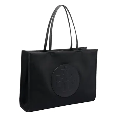 Tory Burch Spacious Black Tote With Embossed Logo And Sturdy Handles In Black