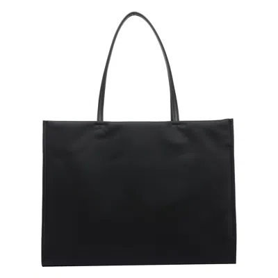 Tory Burch Spacious Black Tote With Embossed Logo And Sturdy Handles In Black