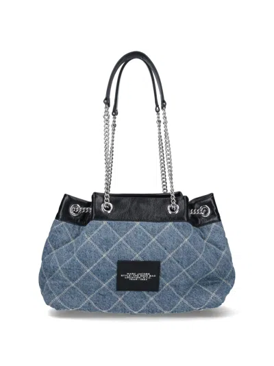 Marc Jacobs Medium Denim Bag The Quilted Chain Sack In Blue