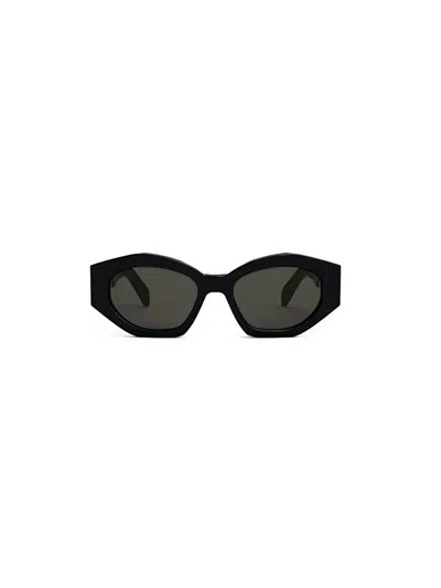 Celine Triomphe Logo Acetate Cat-eye Sunglasses In Shiny Black